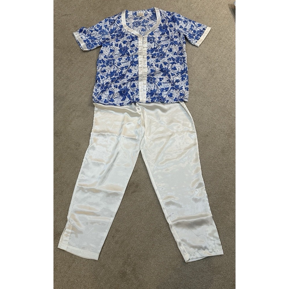 Vintage Victoria Secret Gold Label Chemise Top/pants Lounge Blue Size S